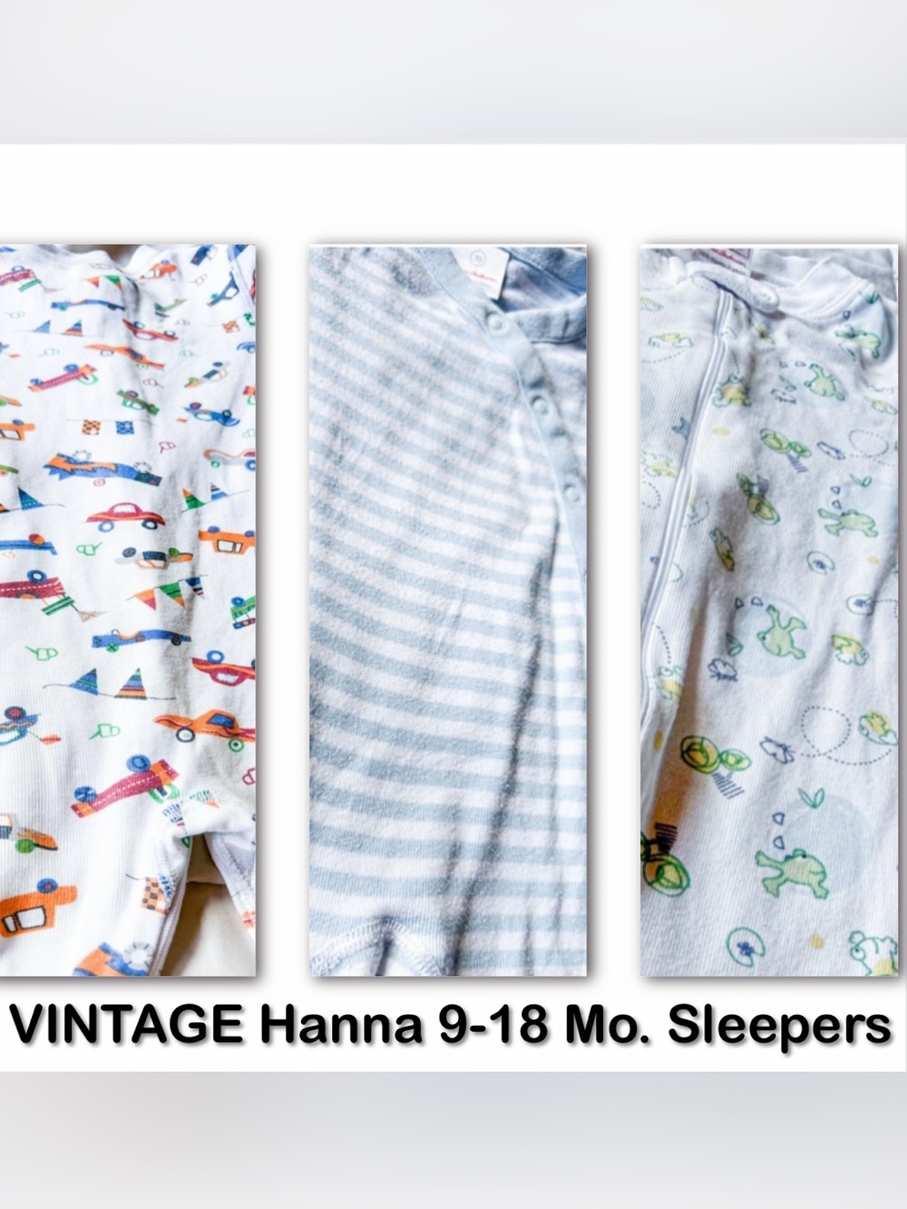 VINTAGE 3 Hanna Andersson Sleepers Lot 70 Organic Cotton Romper 9-18 Outfits EUC